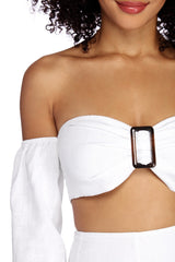 Such A Flirt Linen Crop Top