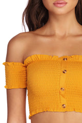 Smocked Ruffle Crop Top