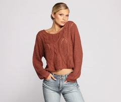 Always Cozy Cable Knit Lattice Sweater