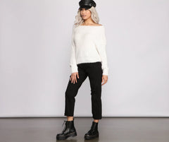 Cozy Eyelash Knit Off The Shoulder Sweater
