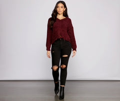Distressed And Chic Chenille Sweater