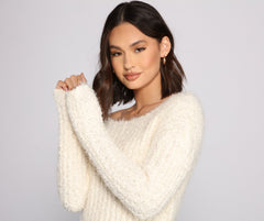 Cozy Cropped Popcorn Knit Sweater
