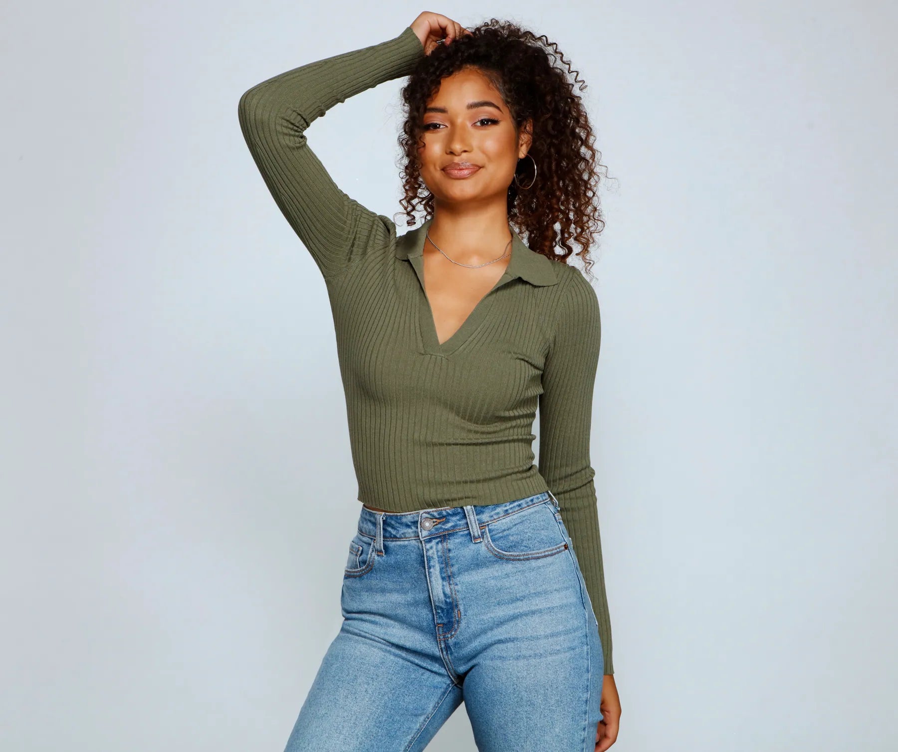Collared and Chic Ribbed Top