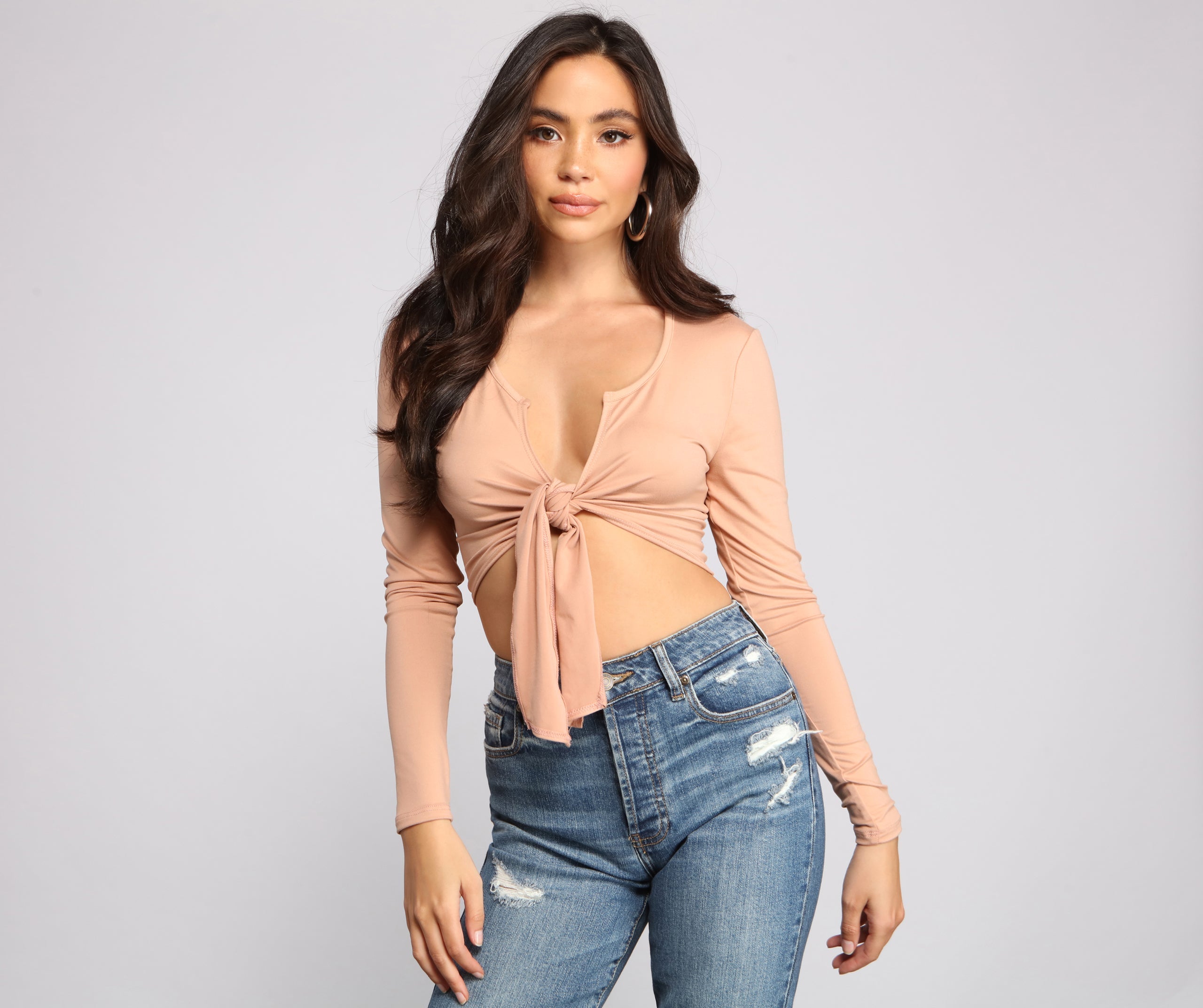 Falling For Basics Tie-Front Top