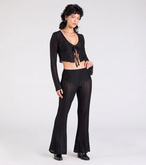 Bohemian Chic Sheer Lace Tie-Front Top