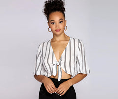 Good Gauze Tie Front Crop Top