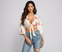 Boho Beauty Floral Tie Front Top