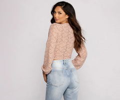 Living For Lace Tie Front Top