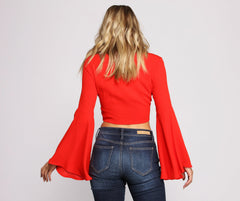 Bell Sleeve Beauty Tie Front Top