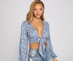 Flirty And Fluttery Butterfly Tie Front Top