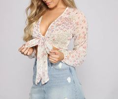 Brunch Ready Floral Tie-Front Top
