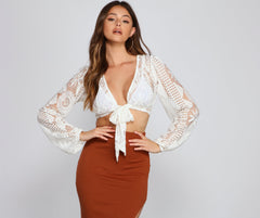Boho Babe Lace Tie-Front Top